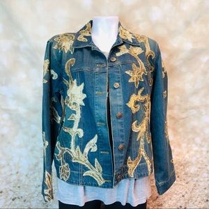 Women Chico’s embellished Jeans jacket , sz L
